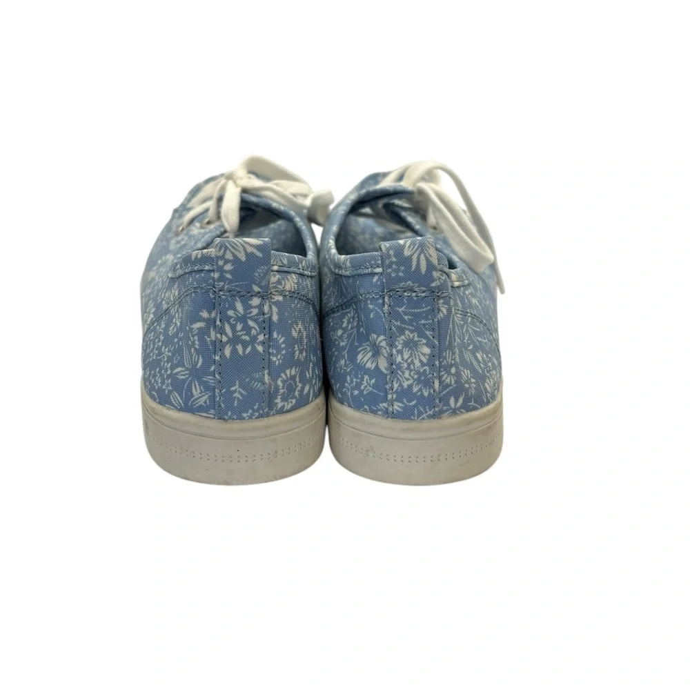 Falls Creek Blue Canvas Flats‎ w/ White Floral Pattern (Size 10)